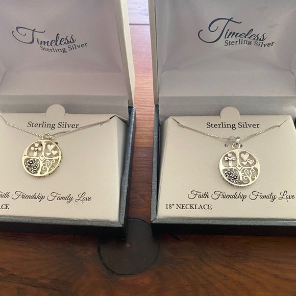 “Faith Friendship Family Love” Necklace -by Timeless Sterling Silver; NWT, NIB - Picture 5 of 6